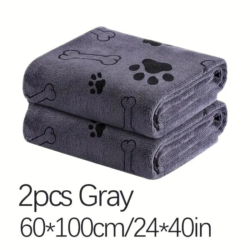 2pcs Soft Microfiber Dog Towels – Quick Dry, Absorbent Pet Bath & Grooming Towels for Dogs
