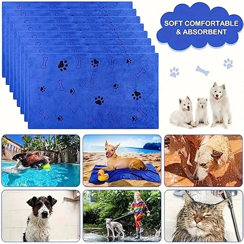 2pcs Soft Microfiber Dog Towels – Quick Dry, Absorbent Pet Bath & Grooming Towels for Dogs