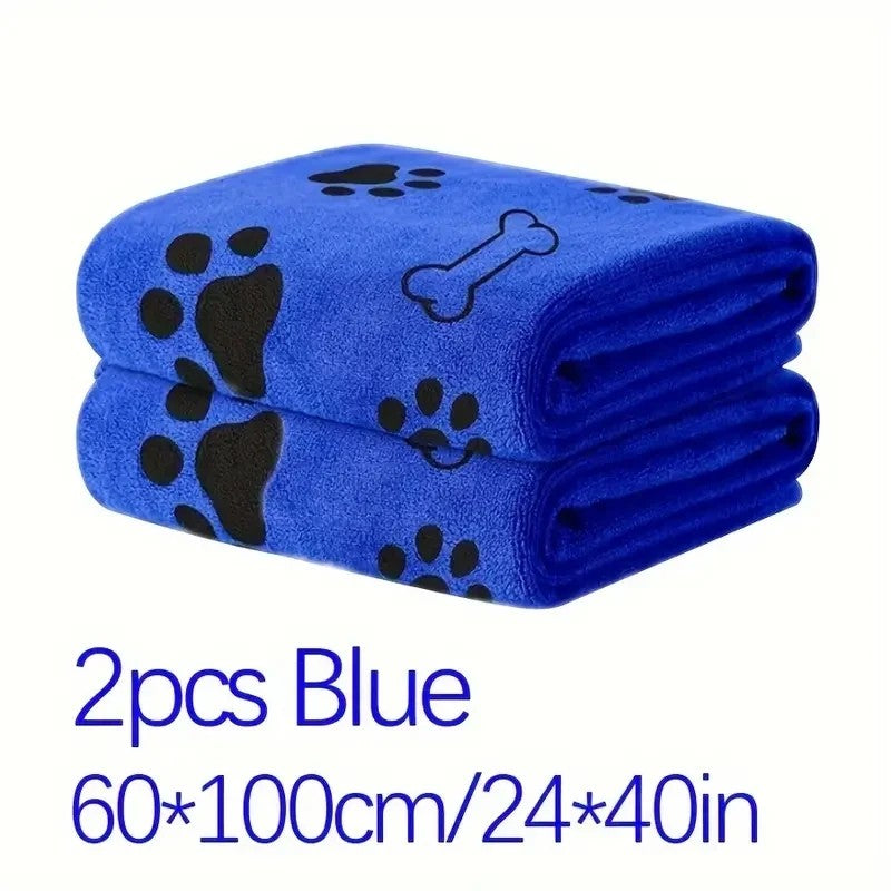 2pcs Soft Microfiber Dog Towels – Quick Dry, Absorbent Pet Bath & Grooming Towels for Dogs