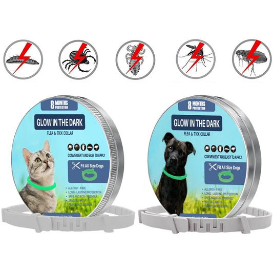 Luminous Flea & Tick Collar – 8 Months Protection , Adjustable & Fluorescent for Dogs & Cats