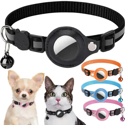 Reflective Anti-Lost Airtag Collar Case for Cats & Dogs – Protective Pet Tracker Holder with Bell, Secure GPS Locator Cover Accessories